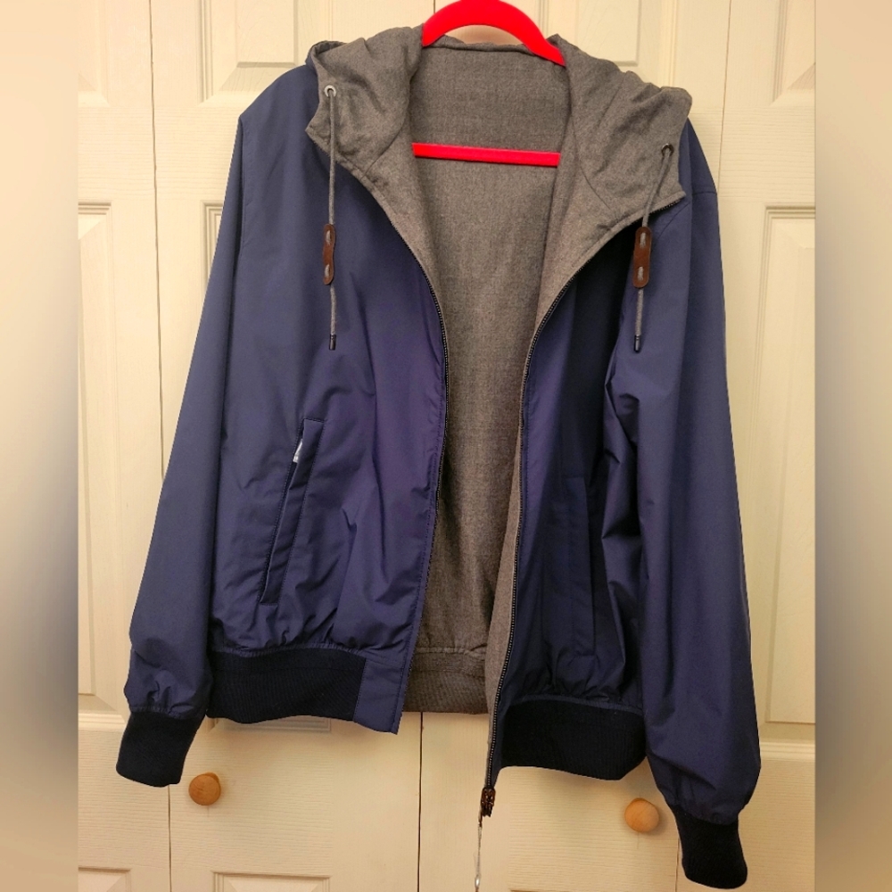 Ralph Lauren Purple Lable Reversible bomber jacket gray navy blue XL 2-in-1 coat